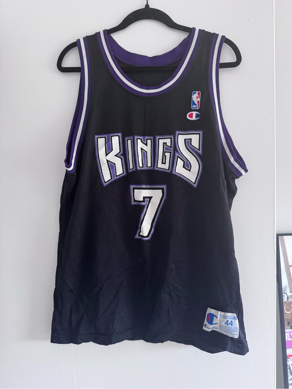 Champion Sacramento Kings #7 Black & Purple Basketball Jersey